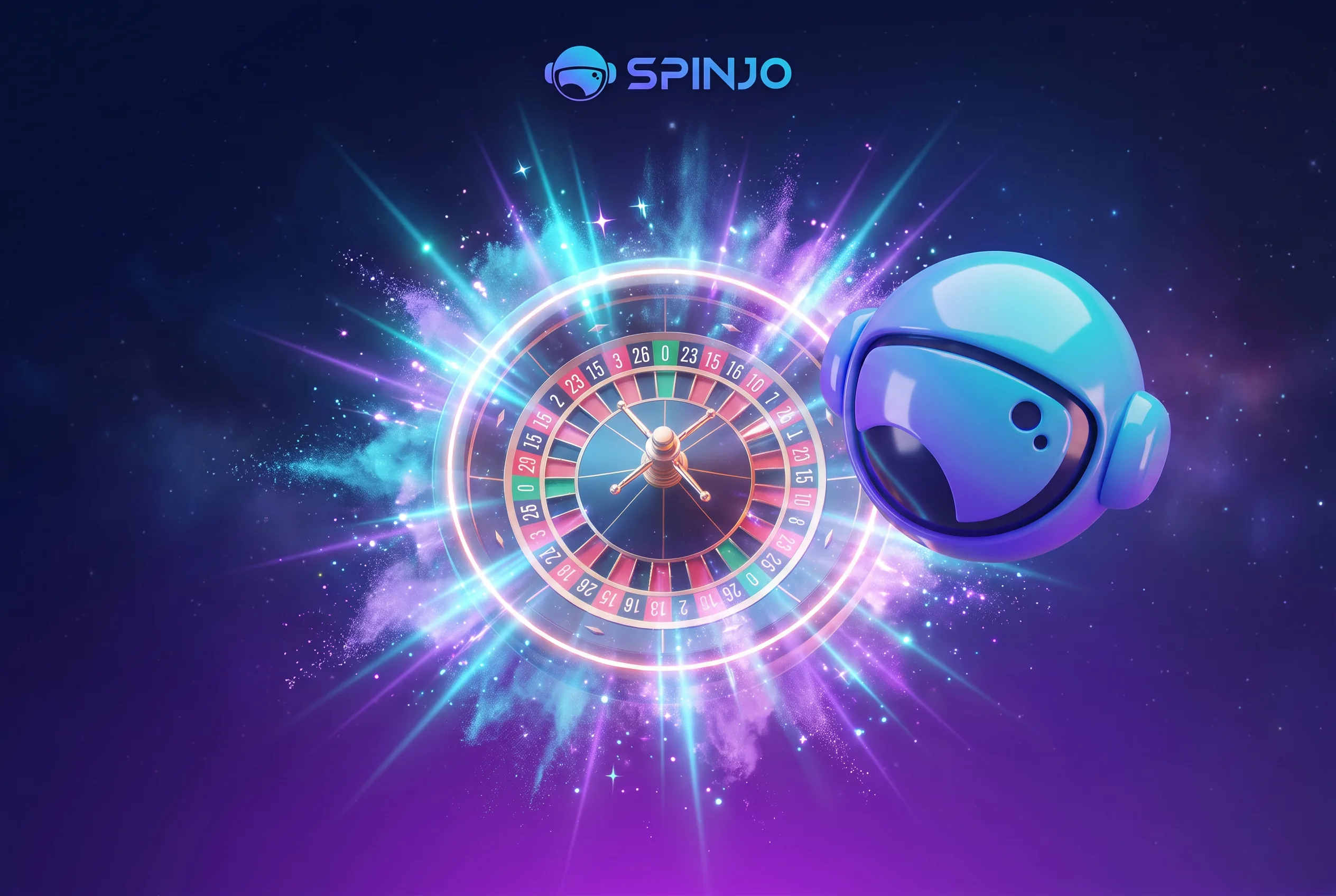 Spinjo-Willkommensbonus mit Astronautenhelm und Roulette